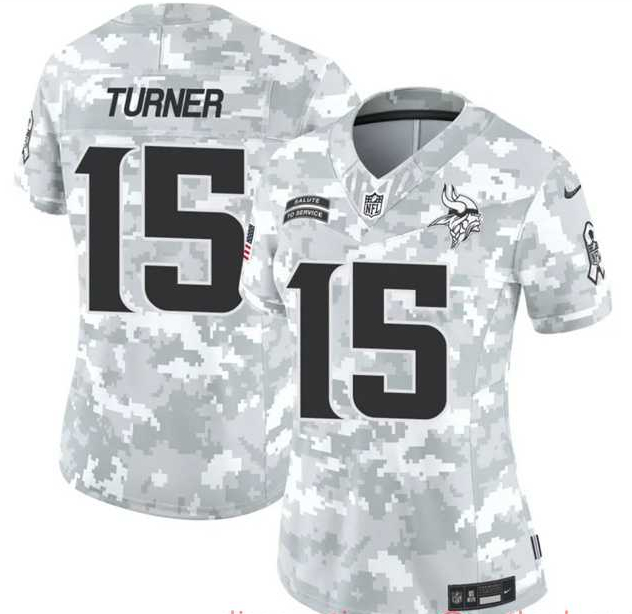 Women%27s Minnesota Vikings #15 Dallas Turner 2024 F.U.S.E Arctic Camo Salute To Service Limited Stitched Jersey Dzhi